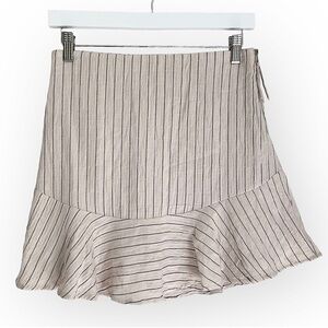NWT Lost + Wander Linen‎ Blend Mini Skirt Light Pink Cream Black Striped Medium